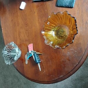Amber Glass Flower Bowl